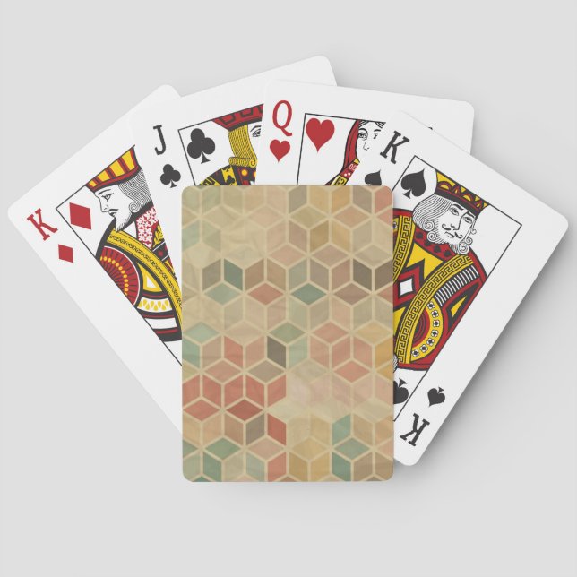Retro geometrisches Muster 5 Spielkarten (Rückseite)