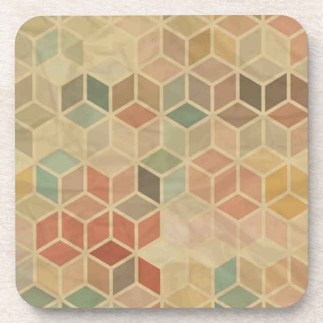 Retro geometrisches Muster 5 Untersetzer (Vorderseite)