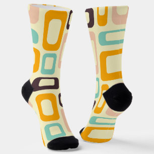 Retro-geometrisches Muster auf hellbeigem Hintergr Socken