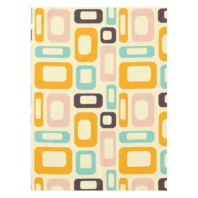 Retro-geometrisches Muster auf hellbeigem Hintergr Tischdecke (Vorderseite)