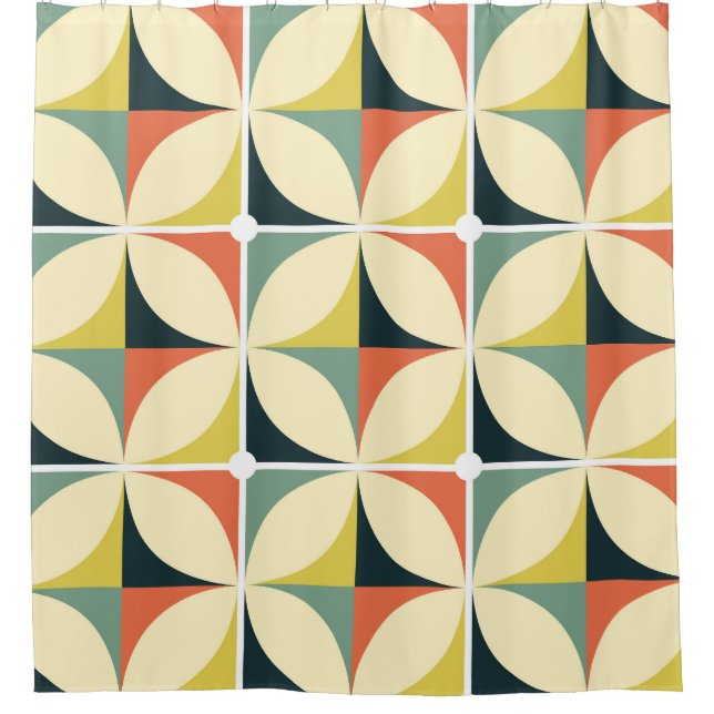 Retro-geometrisches Muster der 60er Jahre. Duschvorhang (Vorderseite)