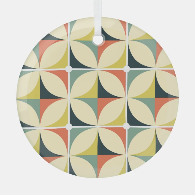 Retro-geometrisches Muster der 60er Jahre. Ornament Aus Glas (Vorderseite)