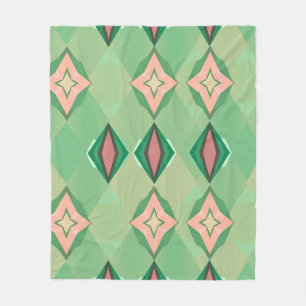Retro geometrisches Muster Grün Pink Diamant Stern Fleecedecke