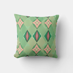 Retro geometrisches Muster Grün Pink Diamant Stern Kissen