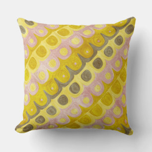 Retro geometrisches Muster in Gelb und Pink Kissen