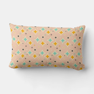 Retro-geometrisches Muster in Türkis, Orange, Schw Lendenkissen