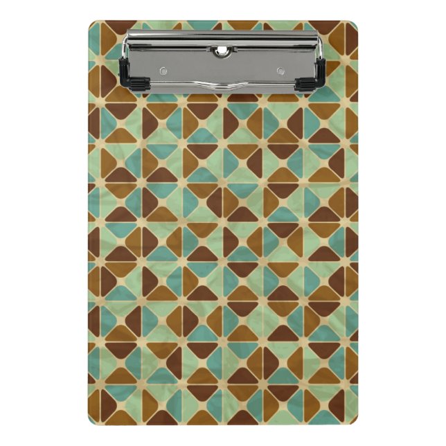 Retro geometrisches Muster Mini Klemmbrett (Vorderseite)