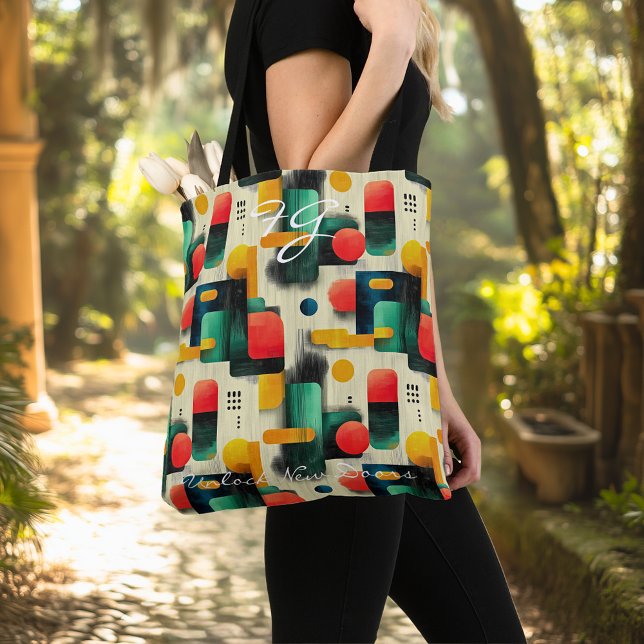 Retro-geometrisches Muster mit hellen Farben Tasche (Von Creator hochgeladen)