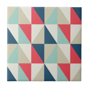 Retro-geometrisches Muster mit roten und blauen Dr Fliese