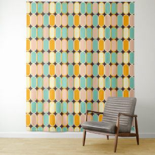 Retro-geometrisches Muster mit vertikalen Ovalen Wandteppich