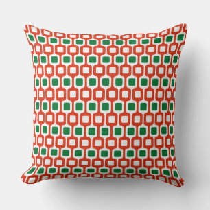 Retro geometrisches Muster: Rot und Grün Kissen