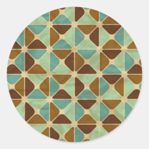 Retro geometrisches Muster Runder Aufkleber