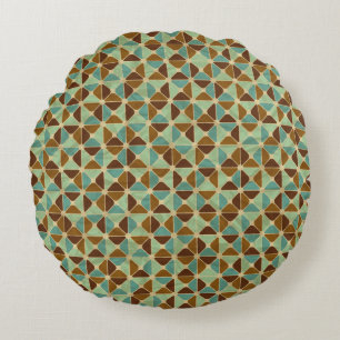 Retro geometrisches Muster Rundes Kissen