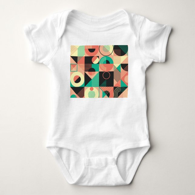 Retro-geometrisches Musterdesign Baby Strampler (Vorderseite)