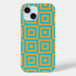 Retro-geometrisches Quadratmuster – kräftiges Oran Case-Mate iPhone Hülle