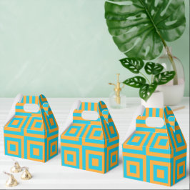 Retro-geometrisches Quadratmuster – kräftiges Oran Geschenkschachtel