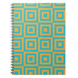 Retro-geometrisches Quadratmuster – kräftiges Oran Notizblock