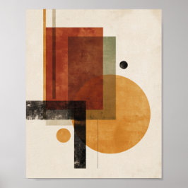 Retro Geometry – Minimal Wall Art in Rust Beige Poster