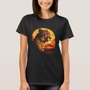 Retro Gepard Liebhaber Illustration Wilde Katzenli T-Shirt