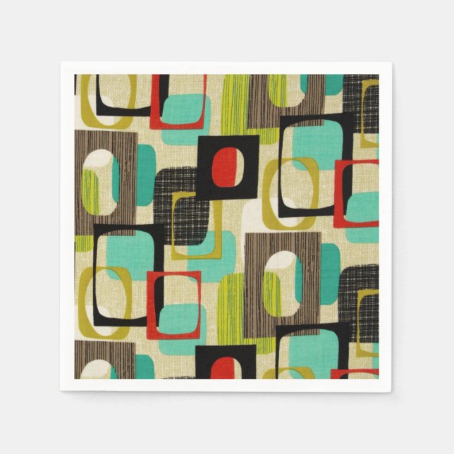 Retro Gerahmt Tan Serviette (Vorderseite)