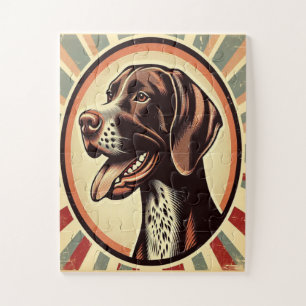 Retro German Kurzhaarige Pointer Yellow Brown Art