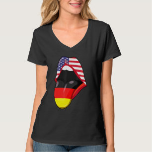 Retro German Roots American Grown Lips Flag USA Ge T-Shirt