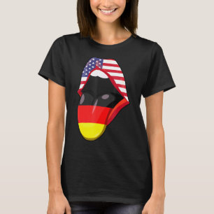 Retro German Roots American Grown Lips Flag USA Ge T-Shirt