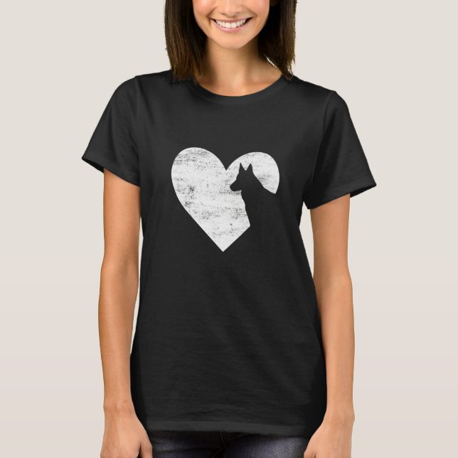 Retro German Shepherd Dog Heart Valentine's Day Do T-Shirt (Vorderseite)