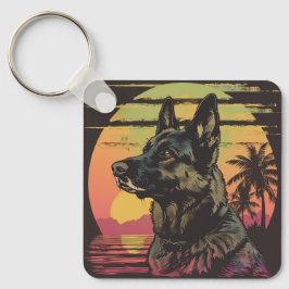 Retro German Shepherd Keychain  Schlüsselanhänger