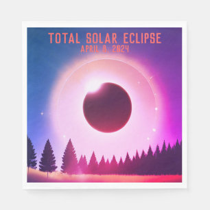Retro Gesamte Sonnenfinsternis 8. April 2024 Lands Serviette