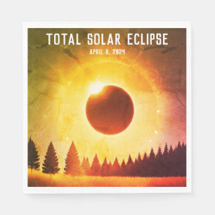 Retro Gesamte Sonnenfinsternis 8. April 2024 Lands Serviette