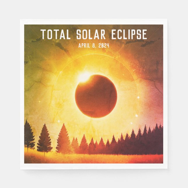 Retro Gesamte Sonnenfinsternis 8. April 2024 Lands Serviette (Vorderseite)