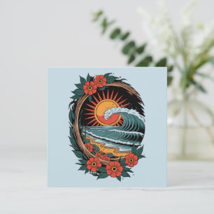 Retro-Geschenk für Florale Strandliebhaber Sonnenu Einladung