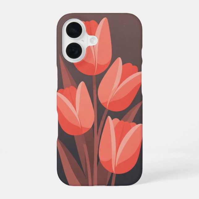 Retro geschwungene Tulpe iPhone 16 Hülle (Rückseite)