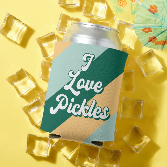 Retro gestreifte Funny I Liebe Pickles Biere kann  Dosenkühler (In Situ Sommer)