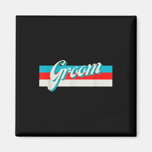 Retro gestreifte Groom Trauzeugen Verlobt Hochzeit Magnet