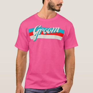 Retro gestreifte Groom Trauzeugen Verlobt Hochzeit T-Shirt