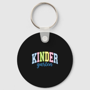Retro gestreifte Kindergartenerzieherin Regenbogen Schlüsselanhänger