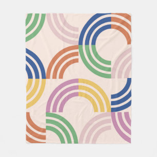 Retro gestreifte Kurven Geometrischer Hintergrund Fleecedecke