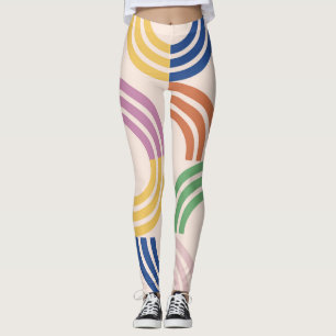 Retro gestreifte Kurven Geometrischer Hintergrund Leggings