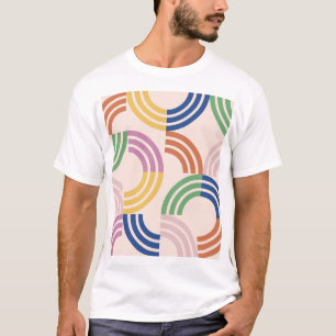Retro gestreifte Kurven Geometrischer Hintergrund T-Shirt