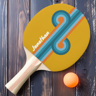 Retro gestreifte Schlaufe mit Namen Tischtennis Schläger