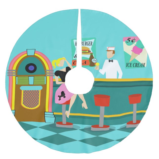 Retro Getränkespender-Weihnachtsbaum-Rock Polyester Weihnachtsbaumdecke (Vorderseite)