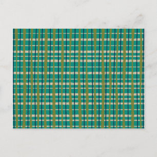 Retro gewebtes Picknick-Karo-Muster Teal Grün Postkarte