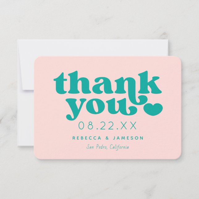 Retro Gewerkschaft Rosa und Aquamarine Hochzeit Da Einladung (Vorderseite)