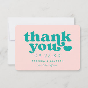 Retro Gewerkschaft Rosa und Aquamarine Hochzeit Da Einladung