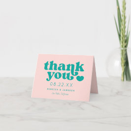 Retro Gewerkschaft Rosa und Aquamarine Hochzeit Da Karte