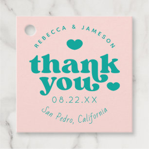 Retro Gewerkschaft Rosa und Aquamarine Hochzeit Vi Geschenkanhänger