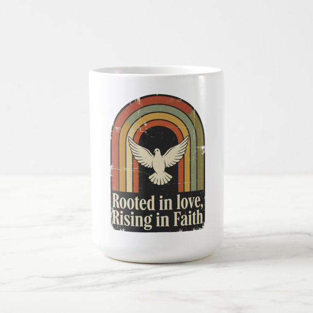 Retro-gewurzelte und aufstrebende Glaubensgestaltu Kaffeetasse (Mittel)