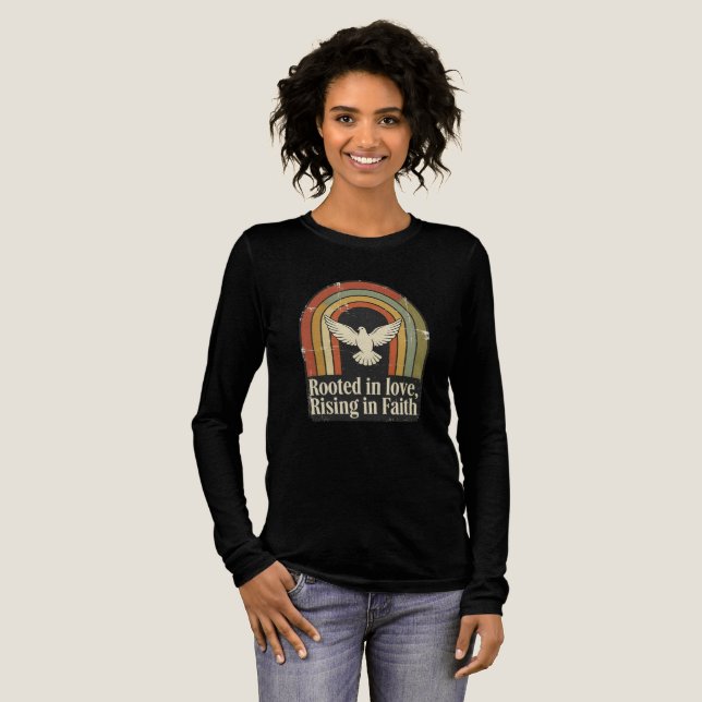 Retro-gewurzelte und aufstrebende Glaubensgestaltu Tri-Blend Shirt (Volle Vorderseite)